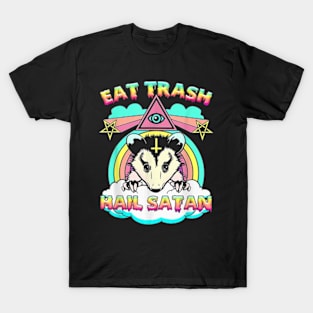 Eat Trash Hail Satan Raccoon Pentagram Satanic Garbage Gang T-Shirt T-Shirt